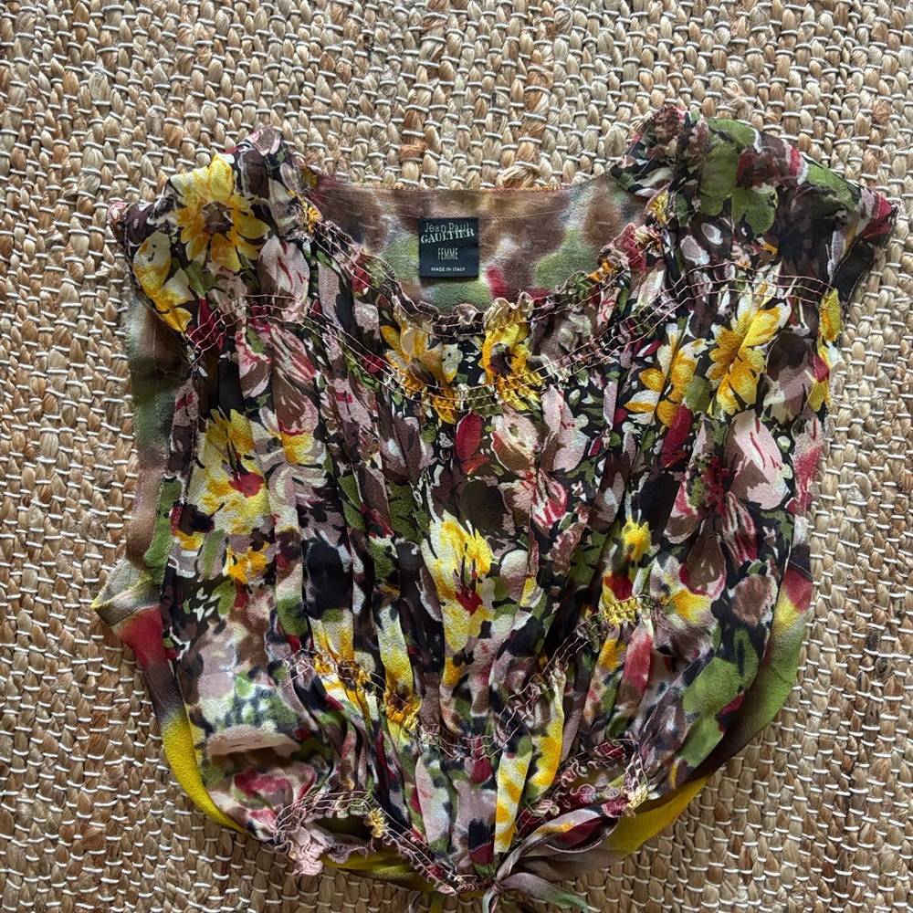 Jean Paul Gaultier vintage floral and watercolor top
